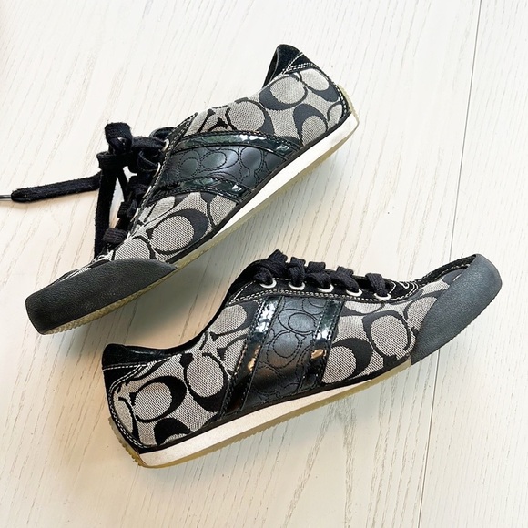 Coach Meaghan Signature Logo Sneakers Black Size 6.5 - Picture 6 of 12